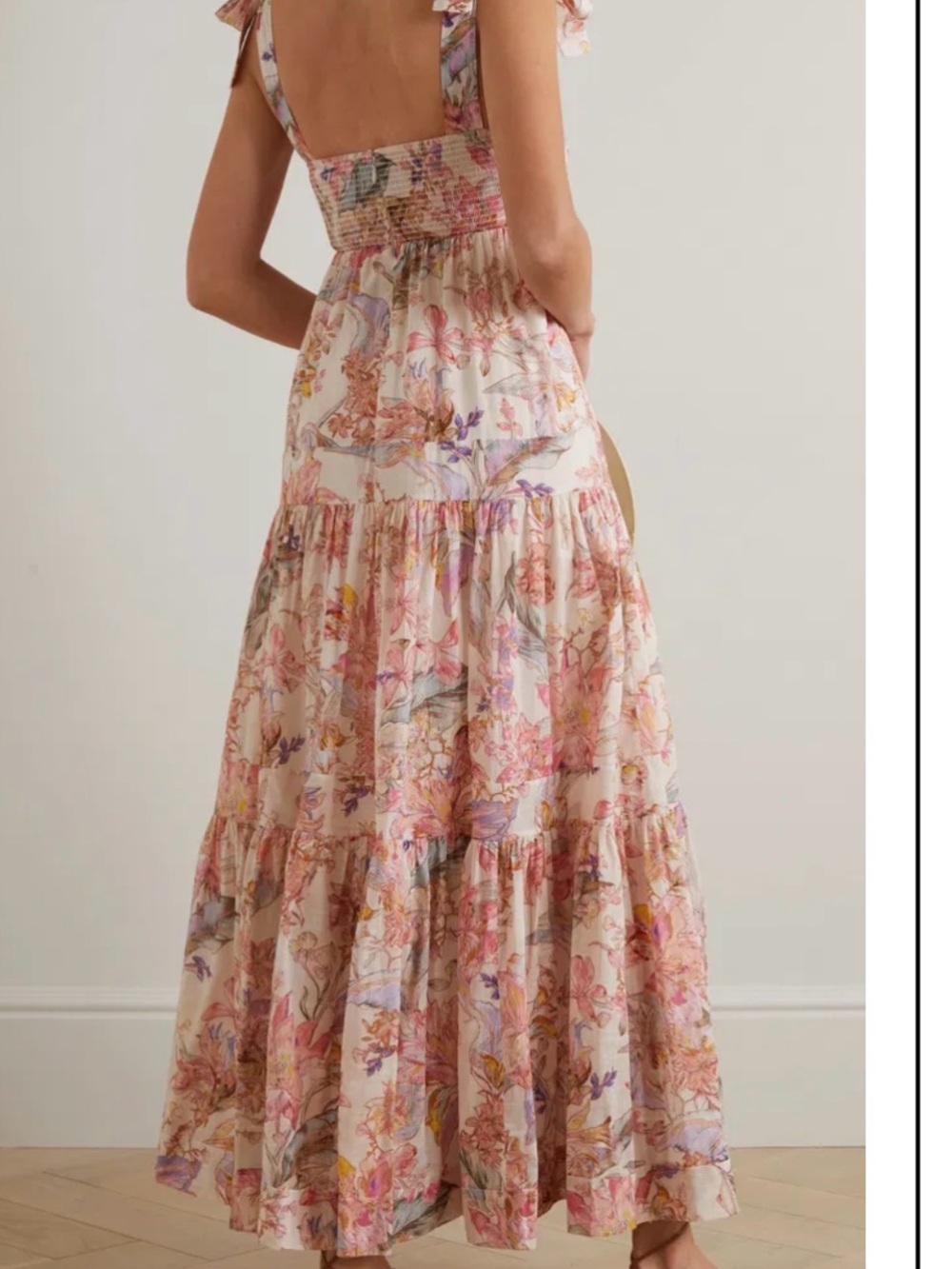 Zimmerman Cira Tiered Maxi Sundress — Pink & Cream